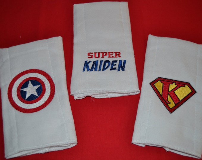 Super Hero Set of 3 Burp Cloths