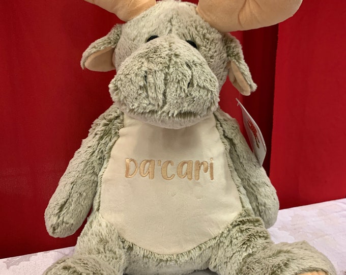 Mayson Moose Personalized Stuffed Animal - Personalized Name Only Stuffed Animal - Stuffed Animal w/ Name - Embroidered Stuffed Animal -Name
