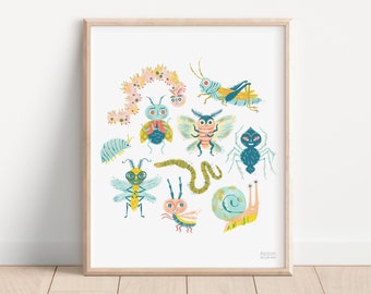 Matte Vertical Print | Bug Buddies | Two Size Options | Insect Friends | Bug Lover Gifts | Nature Lover | Modern Home Decor | Friend Gift