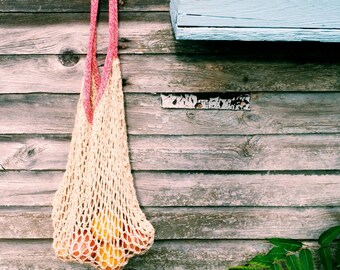 Ultimate sustainable recycled cotton hand-knit market bag tote