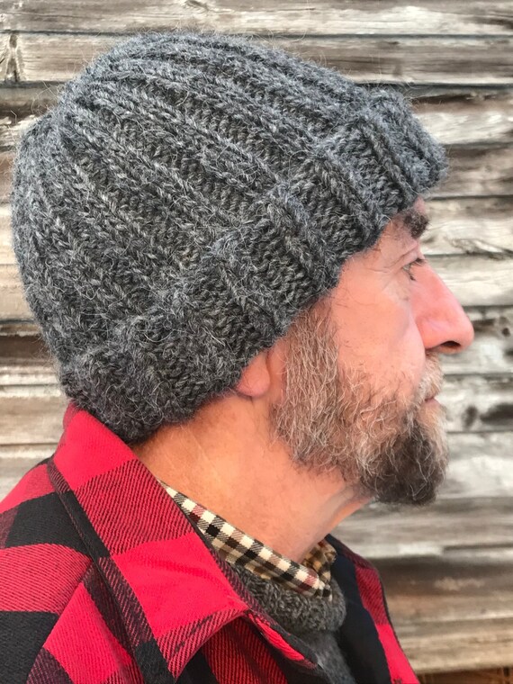 Gray Hand Knit Icelandic Lopi Wool Hat 