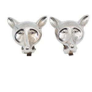 Fox Head Earrings, Clip On Earrings, Nature Jewelry