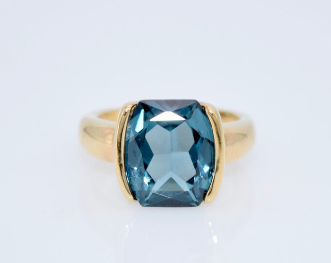 Blue Green Ring Gold Plated Sterling Silver Blue Stone Ring Etsy