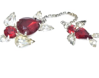 Vintage Rhinestone Swallow Bird Sweater Clips, Collar Clips, Art Deco Clips