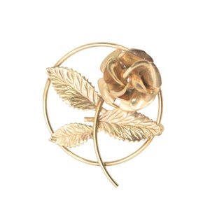 Vintage 14kt Gold Filled Rose Brooch, Gold Flower Pin, Wreath Brooch