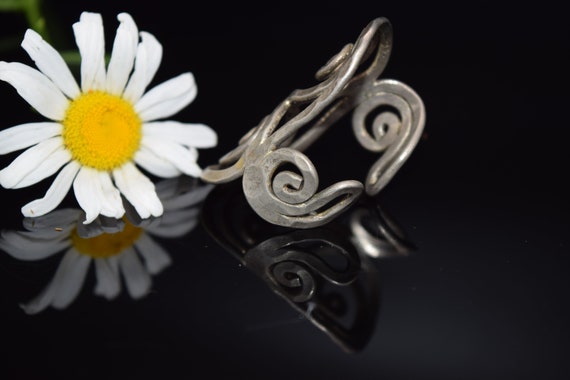 Hammered Wire Wrap Statement Ring, Adjustable Ring - image 3