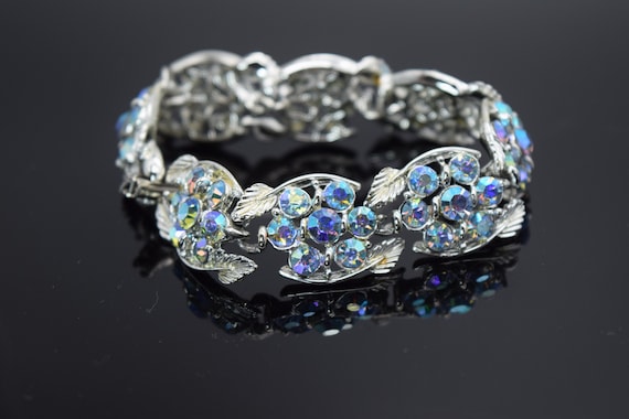Crystal Flower Bracelet, Blue