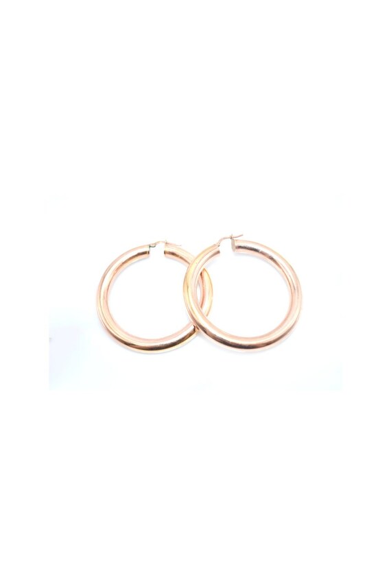 18k Rose Gold Plated Round Tube Hoop Earrings, Ita