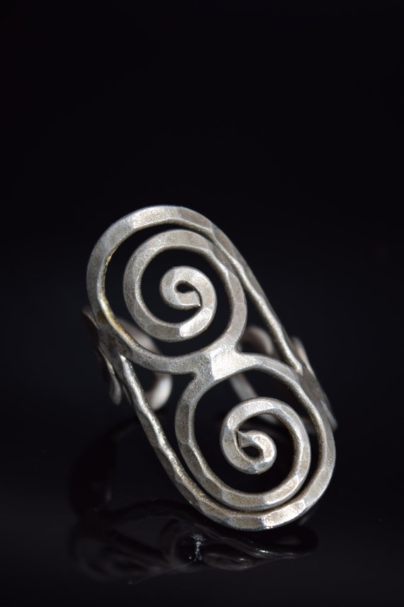 Hammered Wire Wrap Statement Ring, Adjustable Ring - image 6