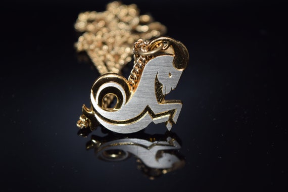 Gold Tone Capricorn Zodiac Necklace, Zodiac Sign … - image 1