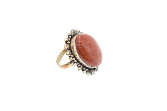 Goldstone Boho Statement Ring – Large Oval Sunsto… - image 2