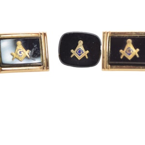 Masonic Square & Compass Cufflinks - Freemason Cufflinks Freemasonry, Cuff Links Gold Black, Speidel Cufflinks