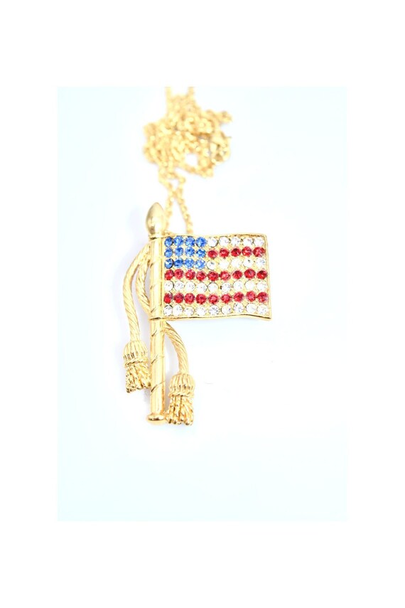 Vintage United States Flag Brooch, Red, White & Bl