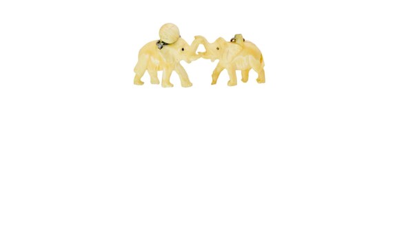 Vintage Elephant Earrings with Raised Trunk , Han… - image 1