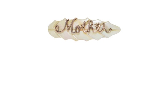 Vintage Carved Mother of Pearl Brooch with Gold T… - image 1