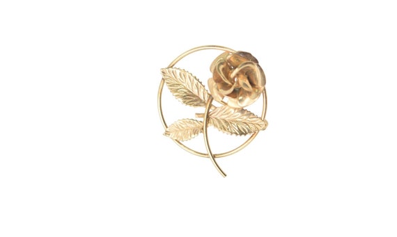 Vintage 14kt Gold Filled Rose Brooch, Gold Flower… - image 1