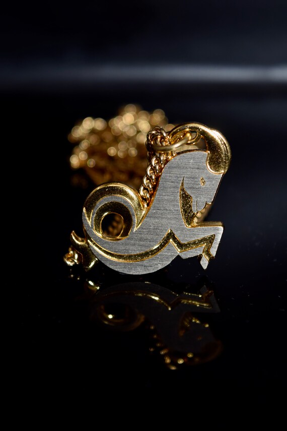 Gold Tone Capricorn Zodiac Necklace, Zodiac Sign … - image 4