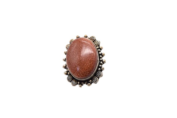 Goldstone Boho Statement Ring – Large Oval Sunsto… - image 4