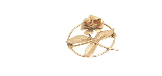 Vintage 14kt Gold Filled Rose Brooch, Gold Flower… - image 2