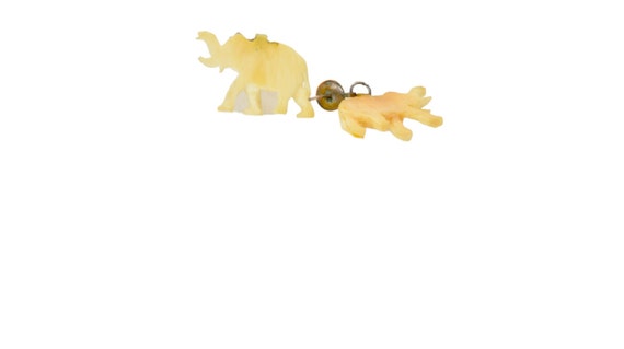 Vintage Elephant Earrings with Raised Trunk , Han… - image 3