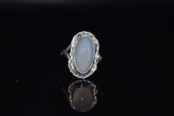 Antique Sterling Silver Moonstone Ring, Size 6 1/2