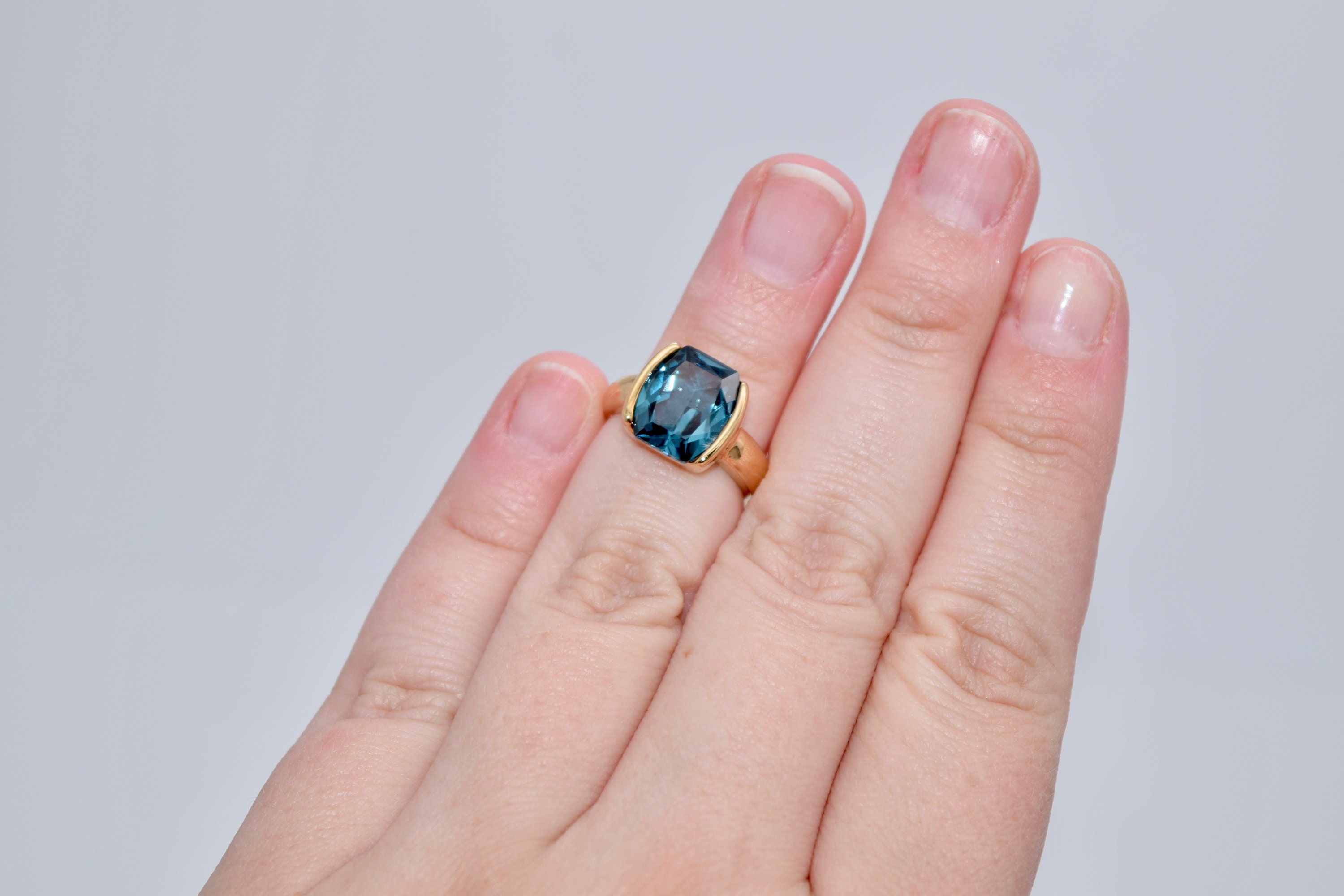 Blue Green Ring Gold Plated Sterling Silver Blue Stone Ring Etsy
