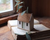 Irish cottage bud vase - miniature house structure - white washed historic building model - flower vase centerpiece - stay home stay safe