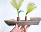 Große Schoner Knospe Vase - Handarbeit One-of-a-Kind geborgen, Holz-Boot - moderne nautische minimalistisch - einzigartige Blumenvase und Herzstück