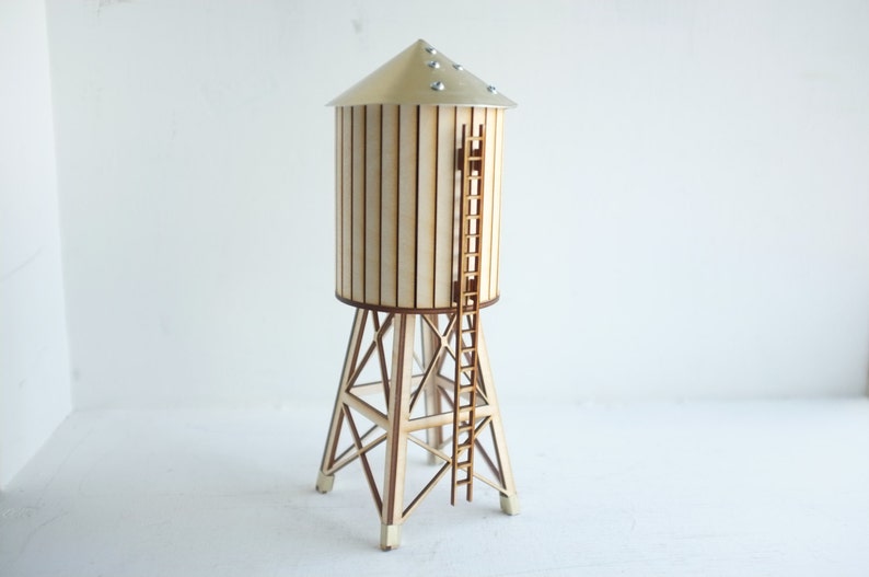 NYC Water Tower Miniature Tabletop Wooden Water Tower Gold Etsy