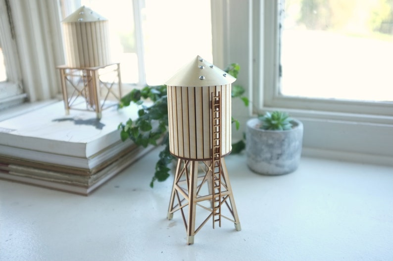 NYC Water Tower Miniature Tabletop Wooden Water Tower Gold Etsy