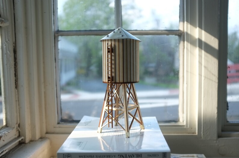 NYC Water Tower Miniature Tabletop Wooden Water Tower Gold Etsy