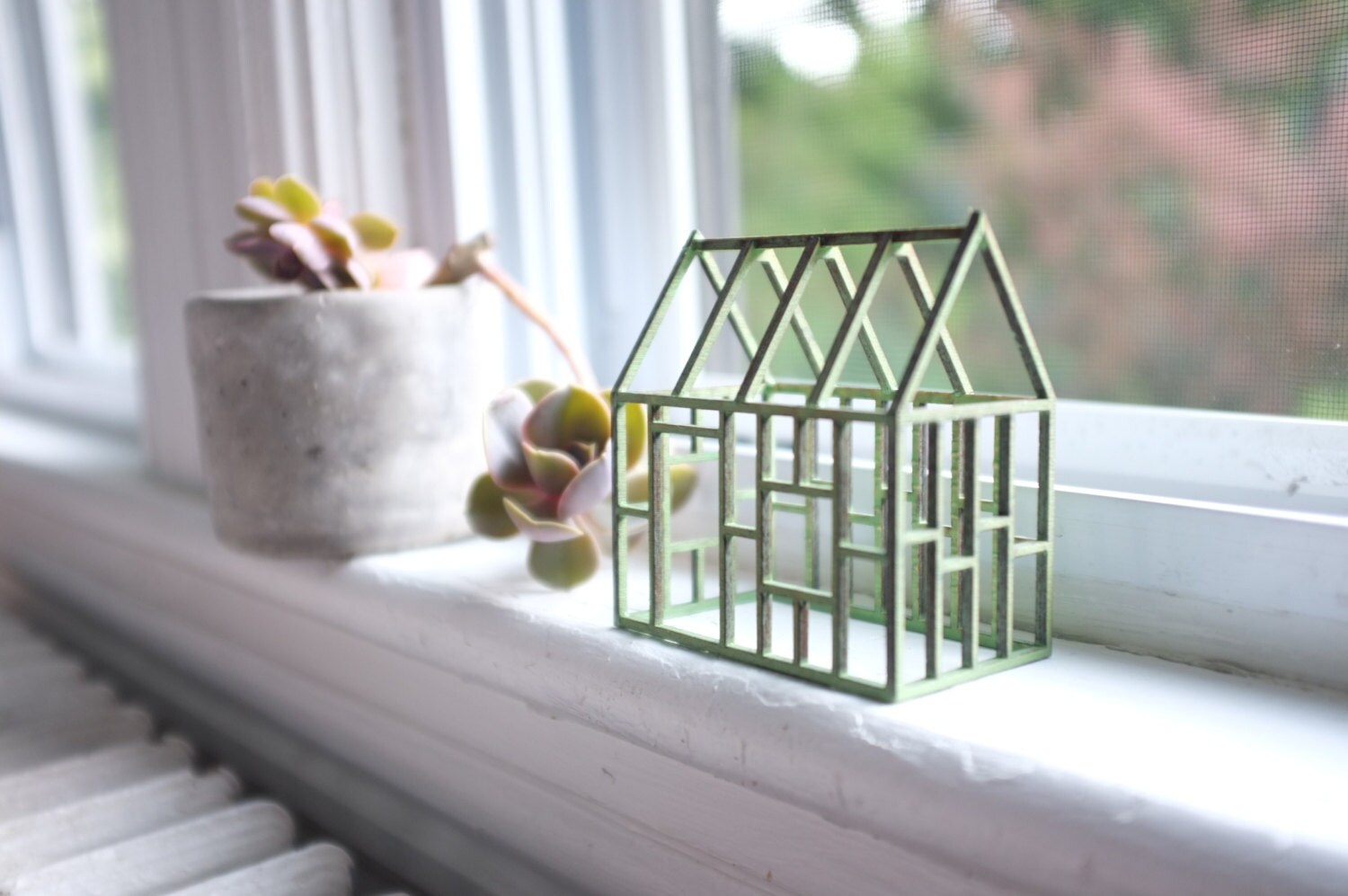 Small verdigris geometric framework house in birch antique Etsy