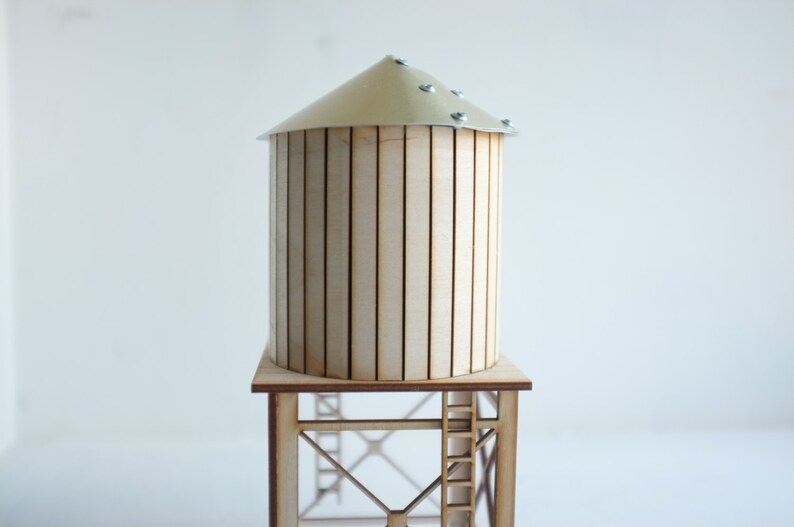 NYC water tower 2 tabletop wooden water tower gold Etsy