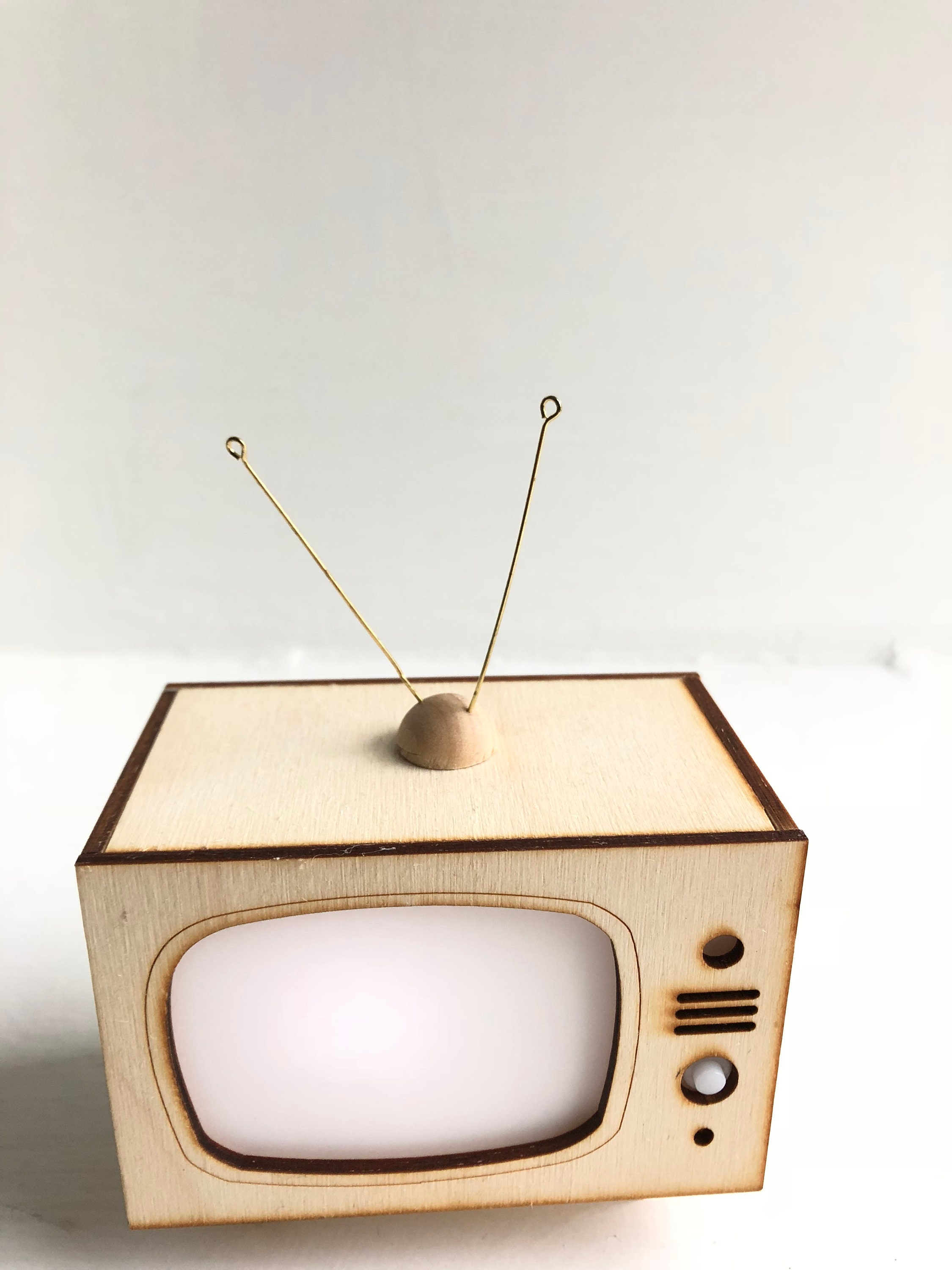 Mini lampe de nuit TV rétro lumière de télévision bois et | Etsy