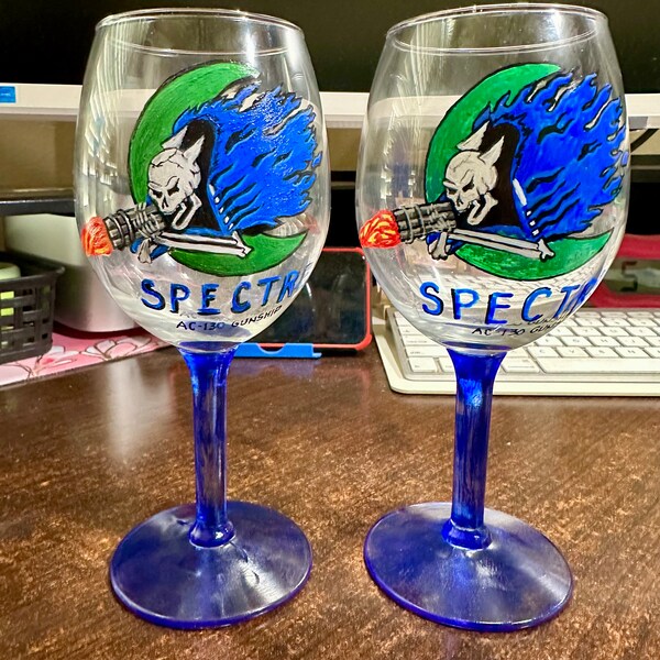 Ready to Ship! Hand Painted SPECTRE 11oz Wine Glasses