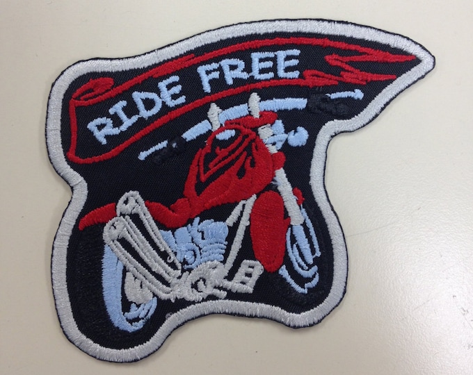 Motorcycle Patch, Ride Free Patch, Biker Embroidered Patch, Iron On Motorcycle Patch,