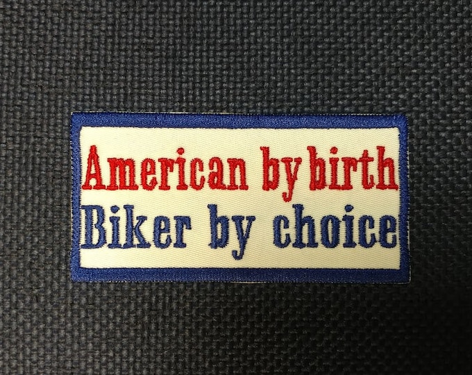 Patriotic Biker Embroidered Patch, Motorcycle American Biker Patch, Iron On Motorcycle Tag