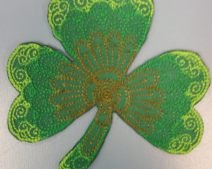 Shamrock Embroidered Applique Patch, Mendhika Shamrock Iron On Patch