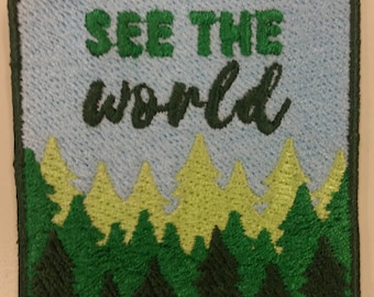 Adventure Embroidered Patch, Outdoor Living Patch, See the World Iron On Patch, Hiking Patch, Adventure Lovers Patch