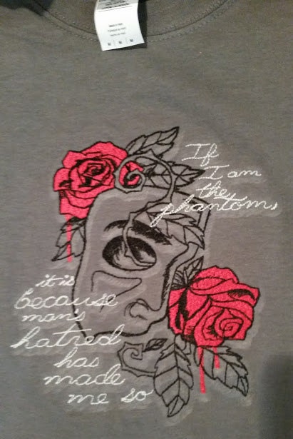 Phantom Inspired Embroidered Tee Shirt Musical Literature