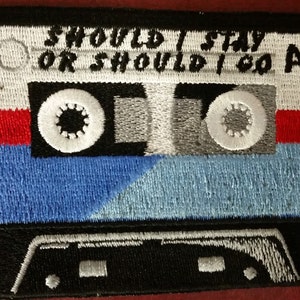 Should I Stay or Should I Go Cassette Retro Embroidered Patch, Mixtape Iron On Patch, 80's Rock Embroidered Patch