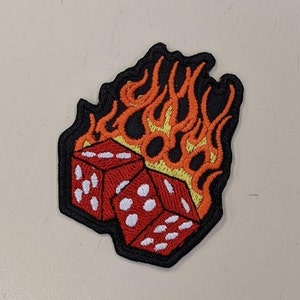 Flaming Dice Embroidered Patch