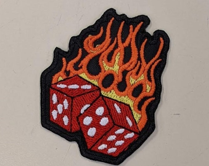Flaming Dice Embroidered Patch