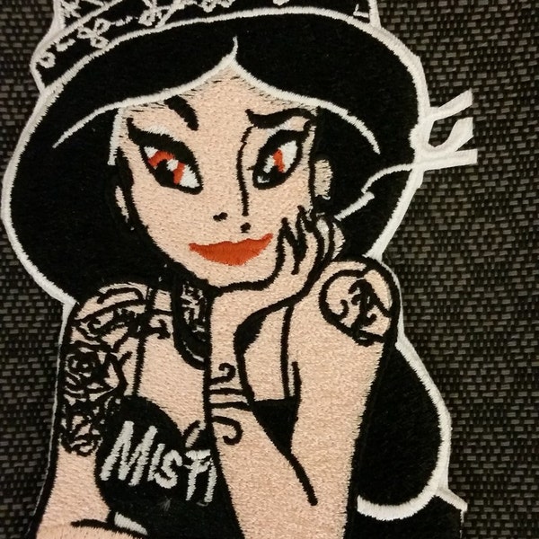 Bad Girl Princess Embroidered Patch, Tattooed Princess Patch, Iron On Misfit Princess Patch