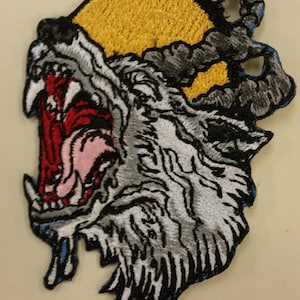 Howl at the Moon Wolf Patch,  Embroidered Wolf Patch, Moon Patch, Werewolf patch, Growling Wolf Patch