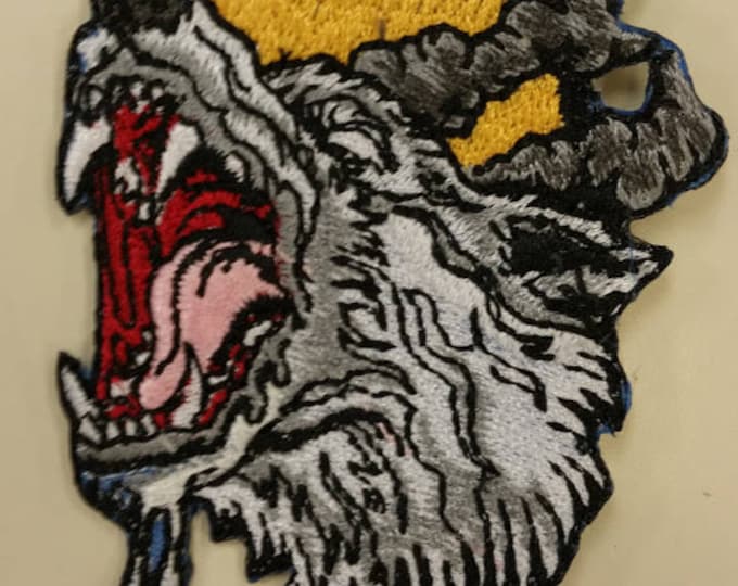 Howl at the Moon Wolf Patch,  Embroidered Wolf Patch, Moon Patch, Werewolf patch, Growling Wolf Patch