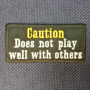 Funny Saying Embroidered Patch, Applique Text Motorcycle Patch, Caution Patch