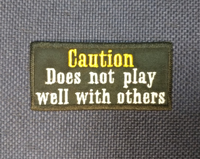 Funny Saying Embroidered Patch, Applique Text Motorcycle Patch, Caution Patch