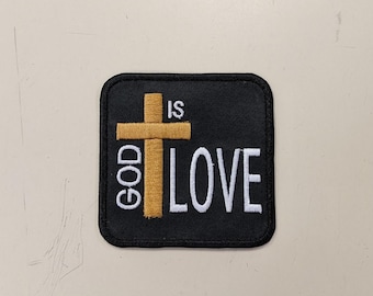 God is Love Embroidered Patch with cross