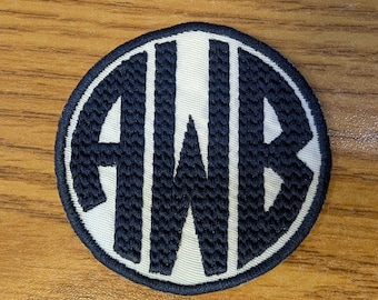 Personalized Initials Embroidered Patch in Chevron Circle Font with Iron on Back